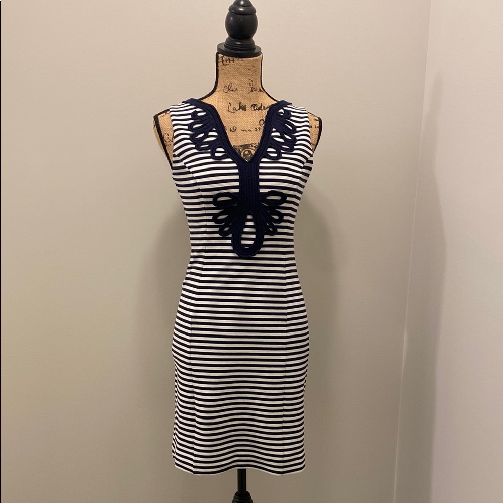 Lilly Pulitzer Blue and White Sheath Mini Dress